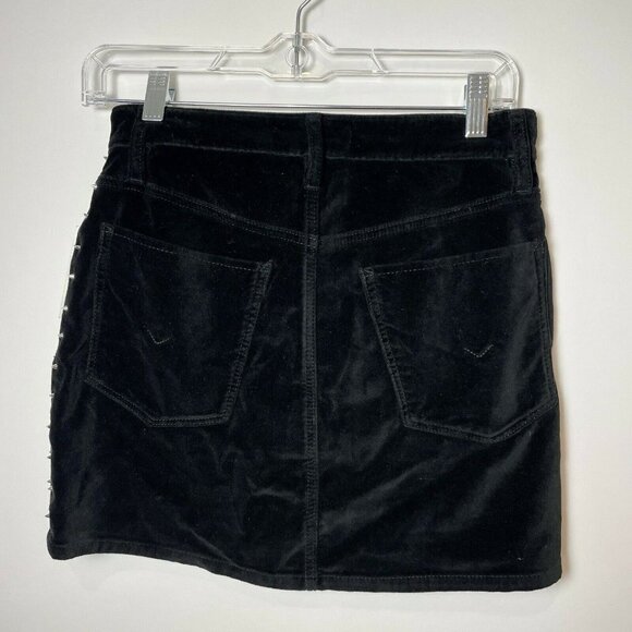 Hudson Jeans Womens Viper Mini Skirt Black Size 25 Velvet Studded 5 Pocket NWT - Picture 6 of 9